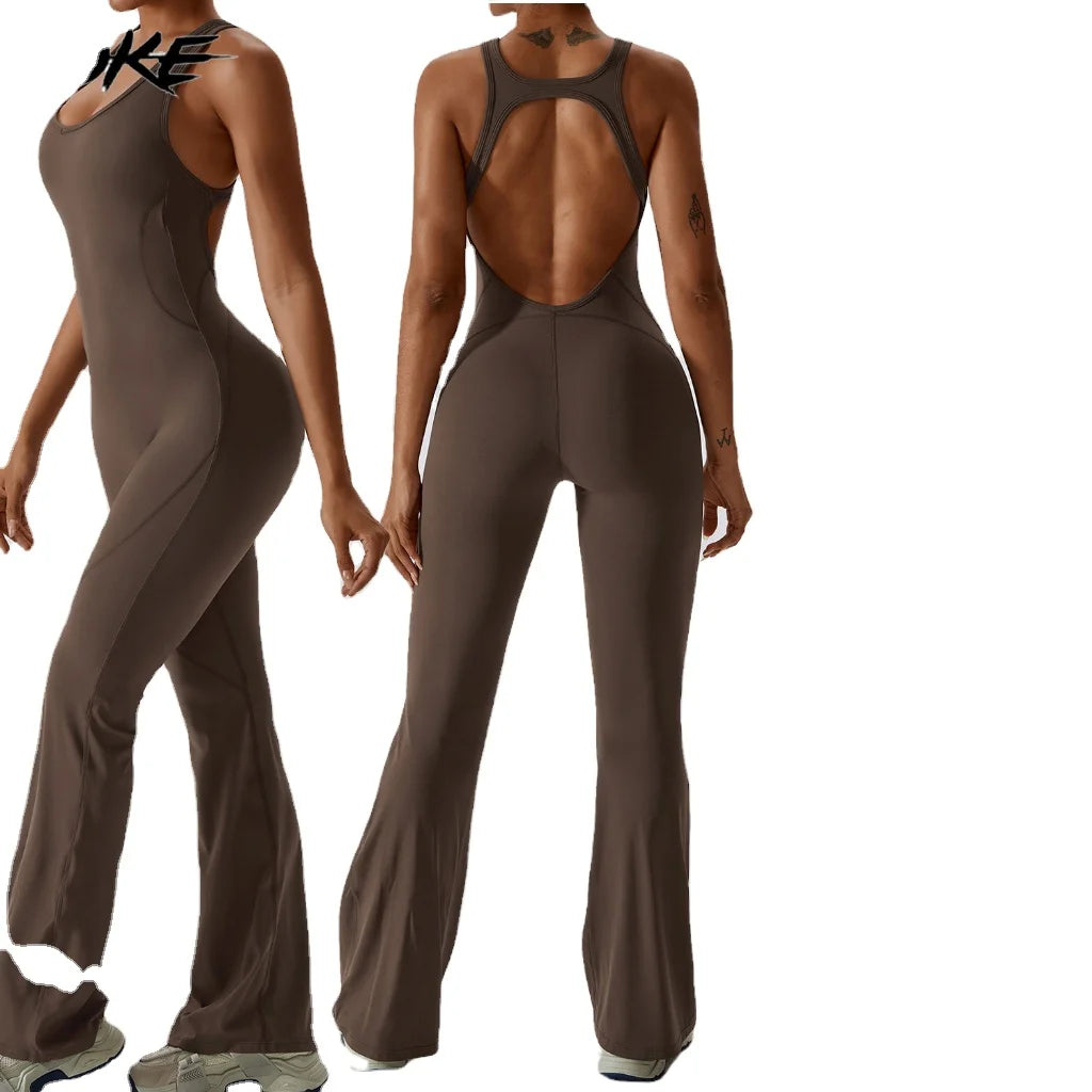 YOKE One Piece Gym Breathable Backless Beauty Back Seamless Jumpsuits Shorts Women's Fitness Clothing
