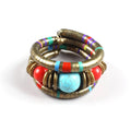 Punk Ethnic Vintage Antique Copper Bracelet Layered Wrapped Bracelet Turquoise Snake Skin Bracelet