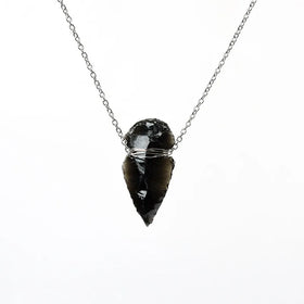Hip Hop Luxury Alloy Material Natural Obsidian Handmade Black DIY Irregular Pendant Necklace Jewelry Accessories