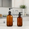 Amber Luxury PET Plastic 500ml Press Pump Bottle Simple Luxury Haircare Container for Shampoo Hand Wash Refills False Eyelashes