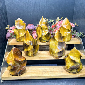 Natural Crystal Quartz Gorgeous Colour Tiger Eye Stone Flames Crystal Crafts for Healing
