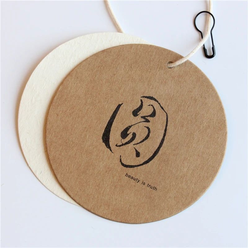 Round Plastic Custom hang Tag Recycled Small Paper Jewelry Swing hang Tags