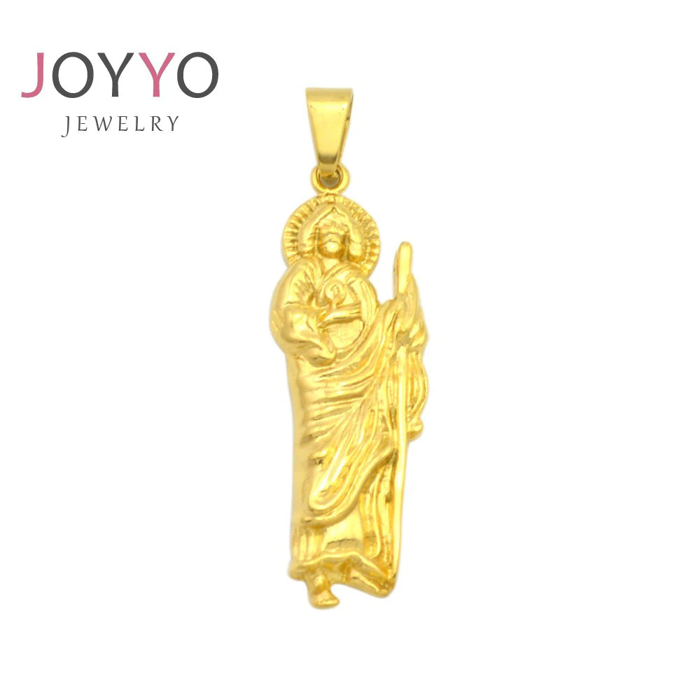 Gold Plated San Benito Pendant 316L Stainless Steel Guadalupe Pendant Religious Jewelry for Men