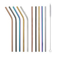 Factory Price Reusable Metal Drinking Straws 304 Stainless Steel Sturdy Bent Straight Drinks Straw with Cleaner Brush for Mugs