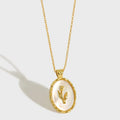 Temperament Original S925 Sterling Silver Necklace Exquisite Ins Niche Geometric Oval Tulip Shell Necklace for Women