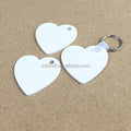 Wholesale Double Sided Dye Sublimation Blank FRP Keyrings Printable Heart Shape Hard Plastic Keychains
