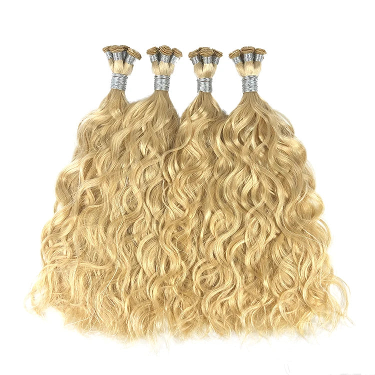2022 New Virgin Hand Tied Weft Curly Russian Hand Tied Weft 100% Human Hair Extensions