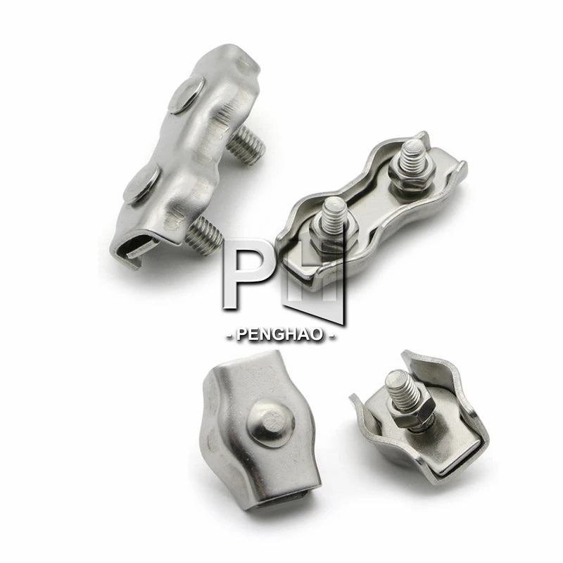 304 Stainless Steel Wire Rope Clips Single/Double Grips Cable Clamps M2 M3 M4 M5 M6 M10 for Steel Wires