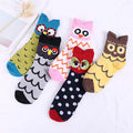 2024 Hot Sell Cute Animal Cat Socks Owl Socks Cotton Funny Lovely Pattern Crew Women Socks
