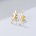 Personalized 925 Sterling Silver Micro Insert Zircon Double bar Stack Stud Earrings for Women