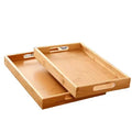 Custom Natural Bamboo Serving Tray Rectangle Wooden Food Tea Serving Trays With Handles