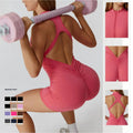 Beautiful Nude High-Intensity Sports Jumpsuit Zipper Yoga Hip-Lifting Tight Design Breathable Solid Pattern 1 Piece for Women