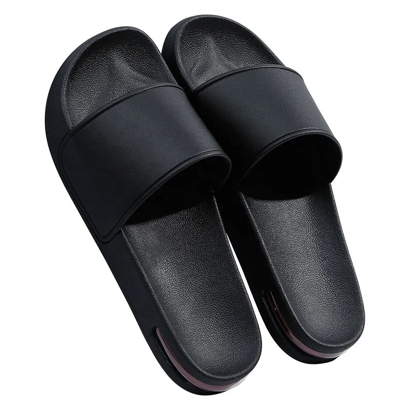 2024 Designer Unisex Embossed PVC Light Weight Slippers Air Cushion Fashion Sandals Soft PU Insole Beach Winter Usage Wholesale
