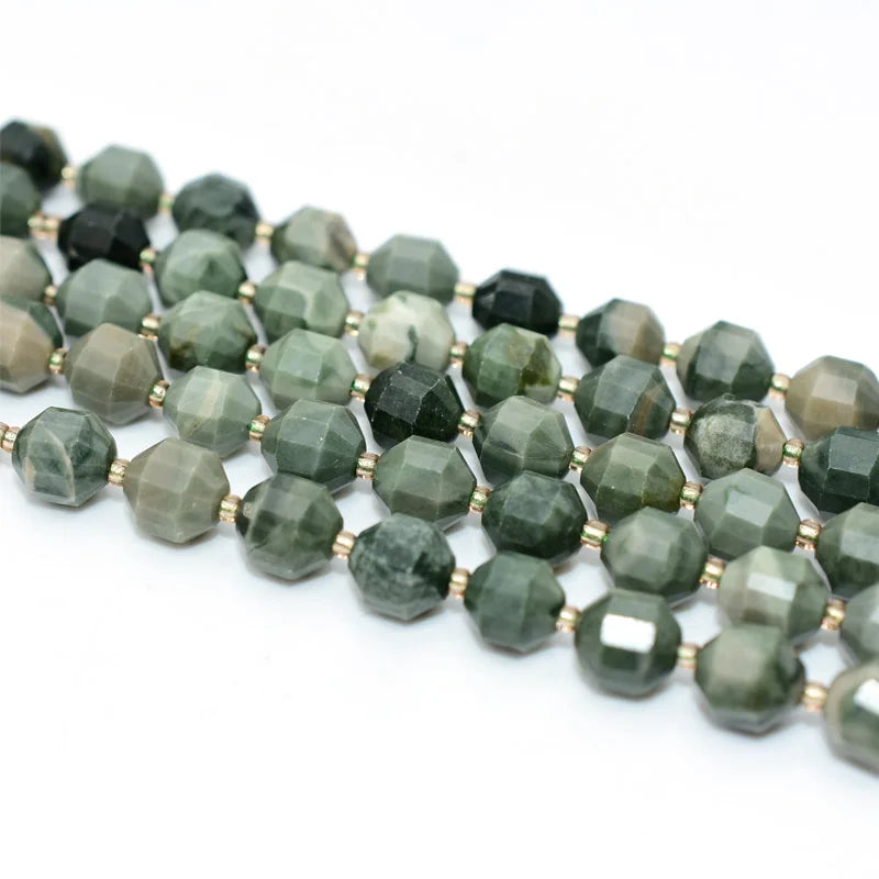 Wholesale 8mm Natural Bucket Shaped Green Stone Loose Gemstone Beads for DIY Jewelry
