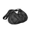 Large Capacity Down Cotton Nylon Single Shoulder Crossbody Bag Black Braided Hand Pleated Bag