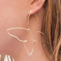 Statement Gold Plated Butterfly Drop Earrings Hollow Big Butterfly Dangle Earrings for Women