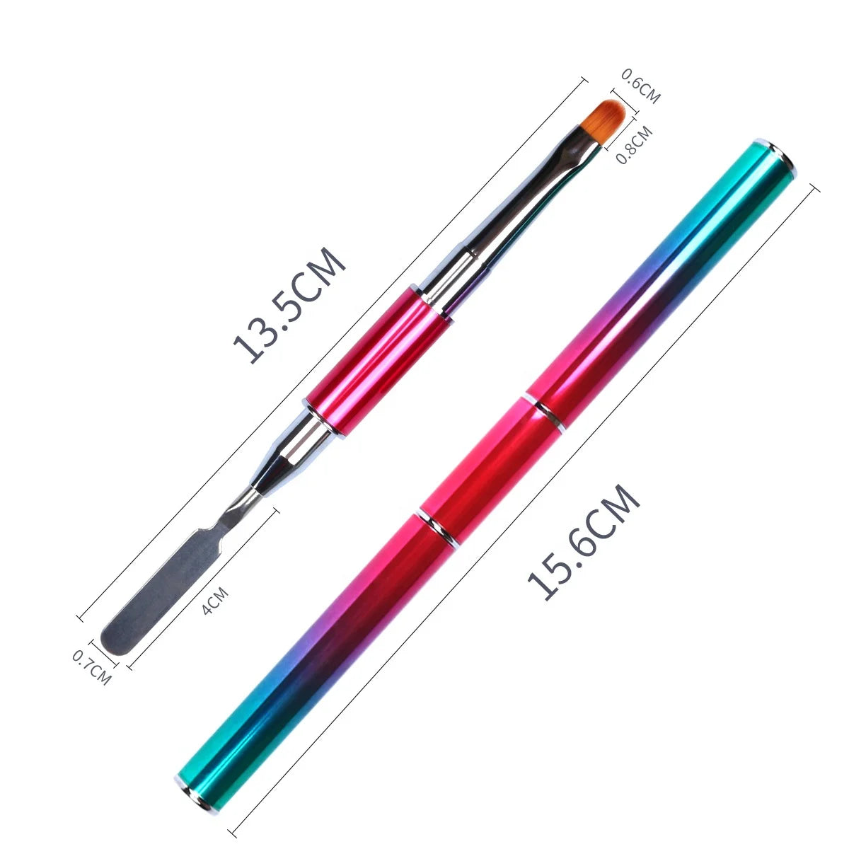 Yihuale Double Use Nail Brush Colorful Metal Handle UV Poly Gel Nail Art Brush