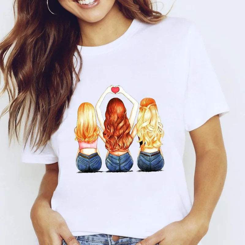 Fashion Friends Women Tshirt Cartoon Graphic Printed Ladies T Shirt Hip Hop Women Shirts Summer Top Streetwear Female Clothes