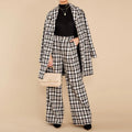 10%OFF S-XXL Fashion Casual Suit Plaid Coat High Waist Suit Trousers Two Piece Women Suit