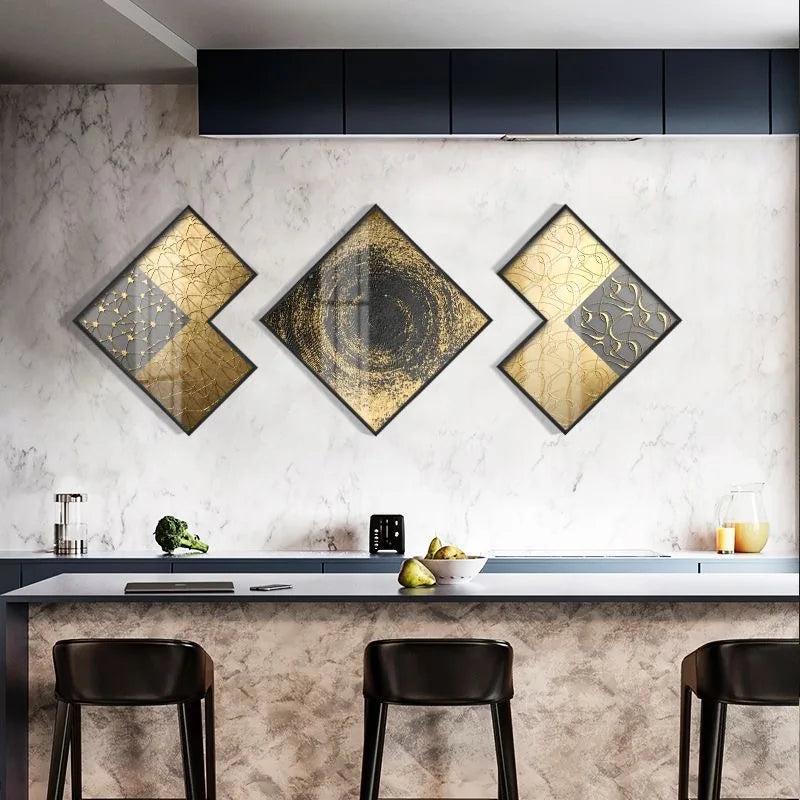 50x50 S3 New Modern Simple Living Room Decorative Painting Combination Atmospheric Metal 3D Hanging Painting