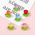 Dainty 9*14cm Colorful Glass Bead Gradient Glass Tulip Petal Beaded Charm for DIY Necklace Bracelet Jewelry Making Accessories