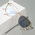 Fashion Lady Cat Eye Glasses Frame Square Presbyopia Metal Crystal Cut Diamond Photochromic Metal Optical Frames Eyewear