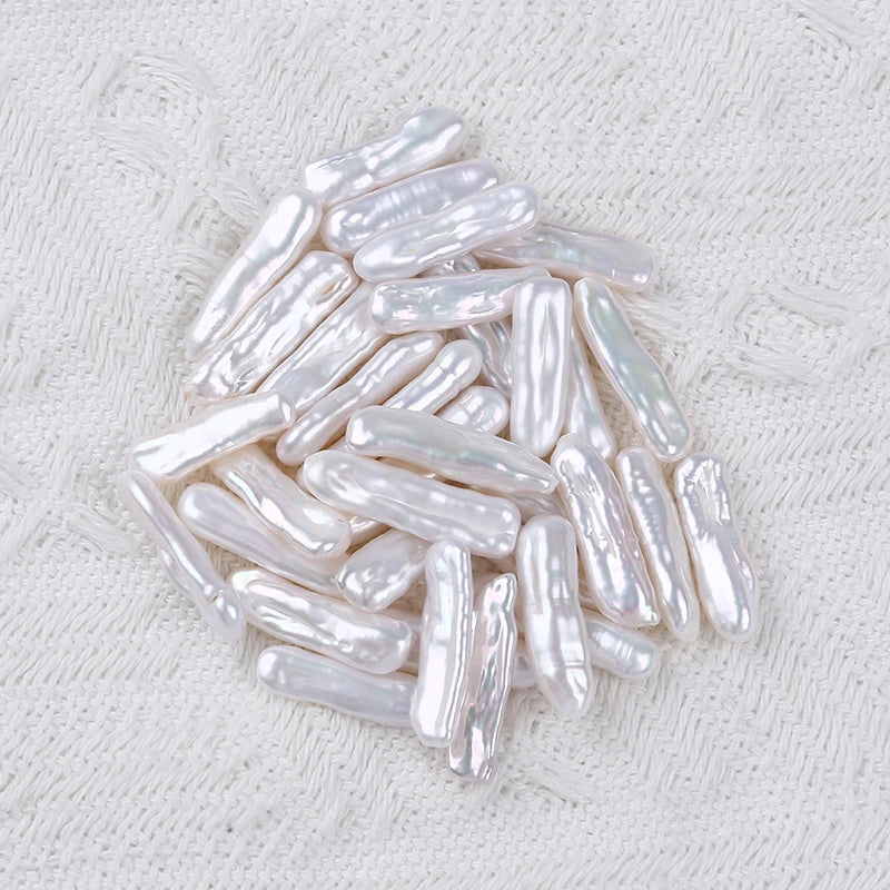6-8mm*20-25mm Natural White Irregular Shape Loose Freshwater Pearl AA Grade Box Packed for Jewelry Making