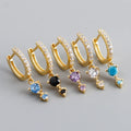 925 Sterling Silver Jewelry Five Colors Gold Plated Micro Paved Cubic Zircon Drop Earrings Round Diamond Huggie Earring YF3598