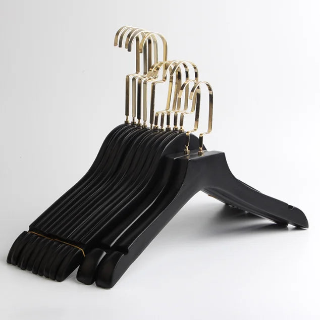 Solid Wood Suit Hanger with Non Slip Bar and Precisely Cut Notches - 360 Degree Swivel Chrome Hook Natural Lacquer for Clothes