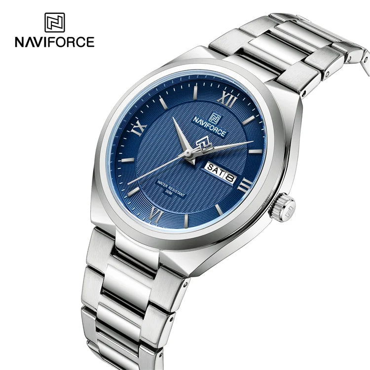 NAVIFORCE 8030 SBE Quartz Watch Blue Dial Alloy case Stainless Steel Band Men Watches Luxury 2023 Waterproof Relojes