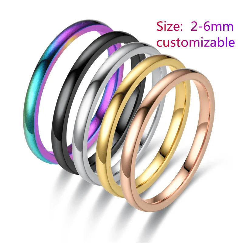 Personality Minimalist Titanium Steel Ladies Ring Five-Color Combination Fine Stainless Steel Frosted Ring Customized