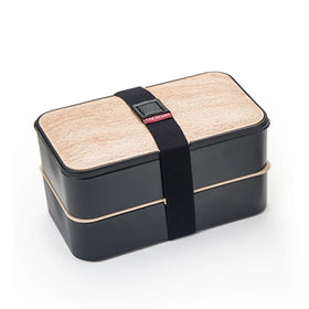 Two-Layer Durable Food Grade Plastic Wooden Divided Tiffin Picnic Office School Bento Box for Office or School Lunches
