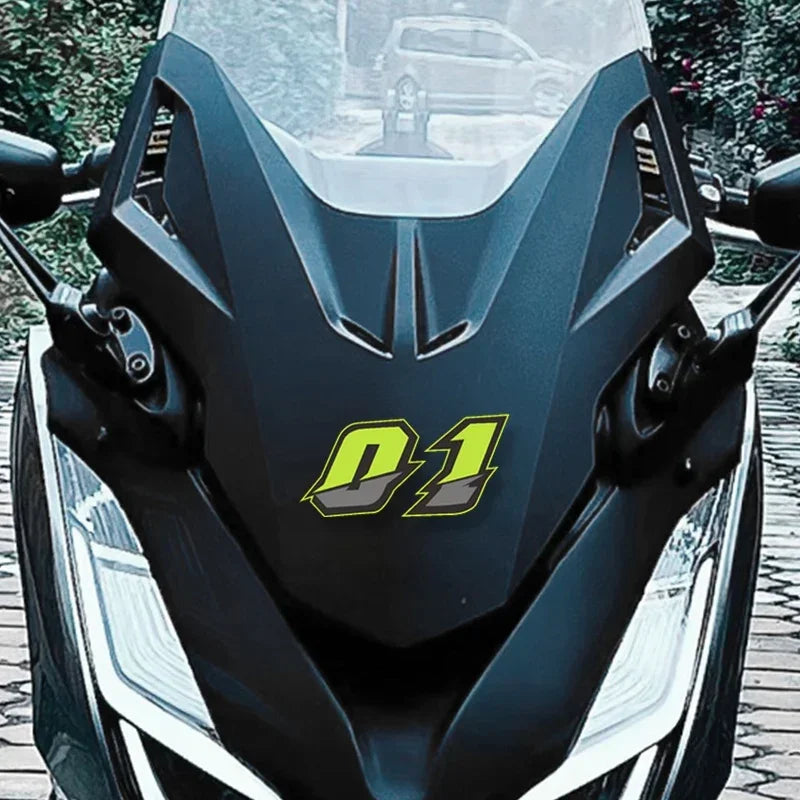 0123456789 Green Number DIY Motorbike Helmet Sunscreen Vinyl Decals Waterproof Motorcycle Stickers Fuel Tank Fairing Car Decals