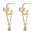 Stylish Stainless Steel C Shape  Stud Earring Gold Color Link Chain Long Tassel Earring for Women Waterdrop Dangle Jewelry Gift