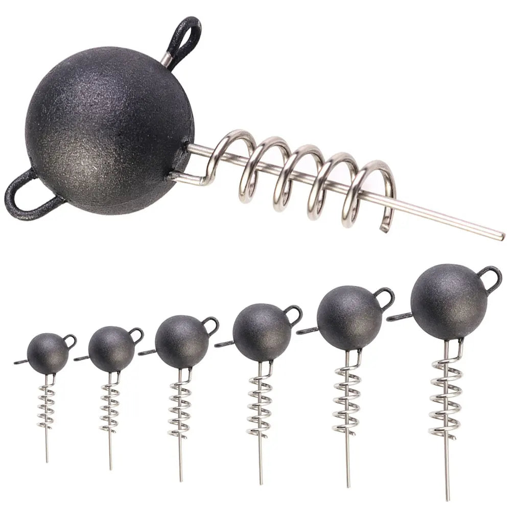 Wholesale JI075 7g 10g 15g 20g 30g 50g 2pcs/bag Round Fast Snap Spring Lock Jig Head Tackle Fishing Weight for Soft Bait Jig