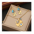 New Arrivals Fashion 3Pcs 18k Gold Plated Non Tarnish Stainless Steel Necklace Earrings Blue Eye Jewelry Set for Woman