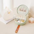 Portable Princess Mini Semi-Circular Earring Necklace Jewelry Box with Handle Ready to Ship Storage Solution
