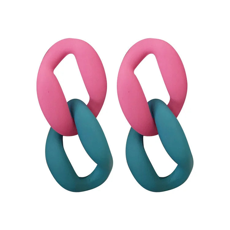 Mould Sweet Round Resin Dangle Earrings Candy Color Frosted Surface Acrylic Cuban Long Link Chain Drop Earrings