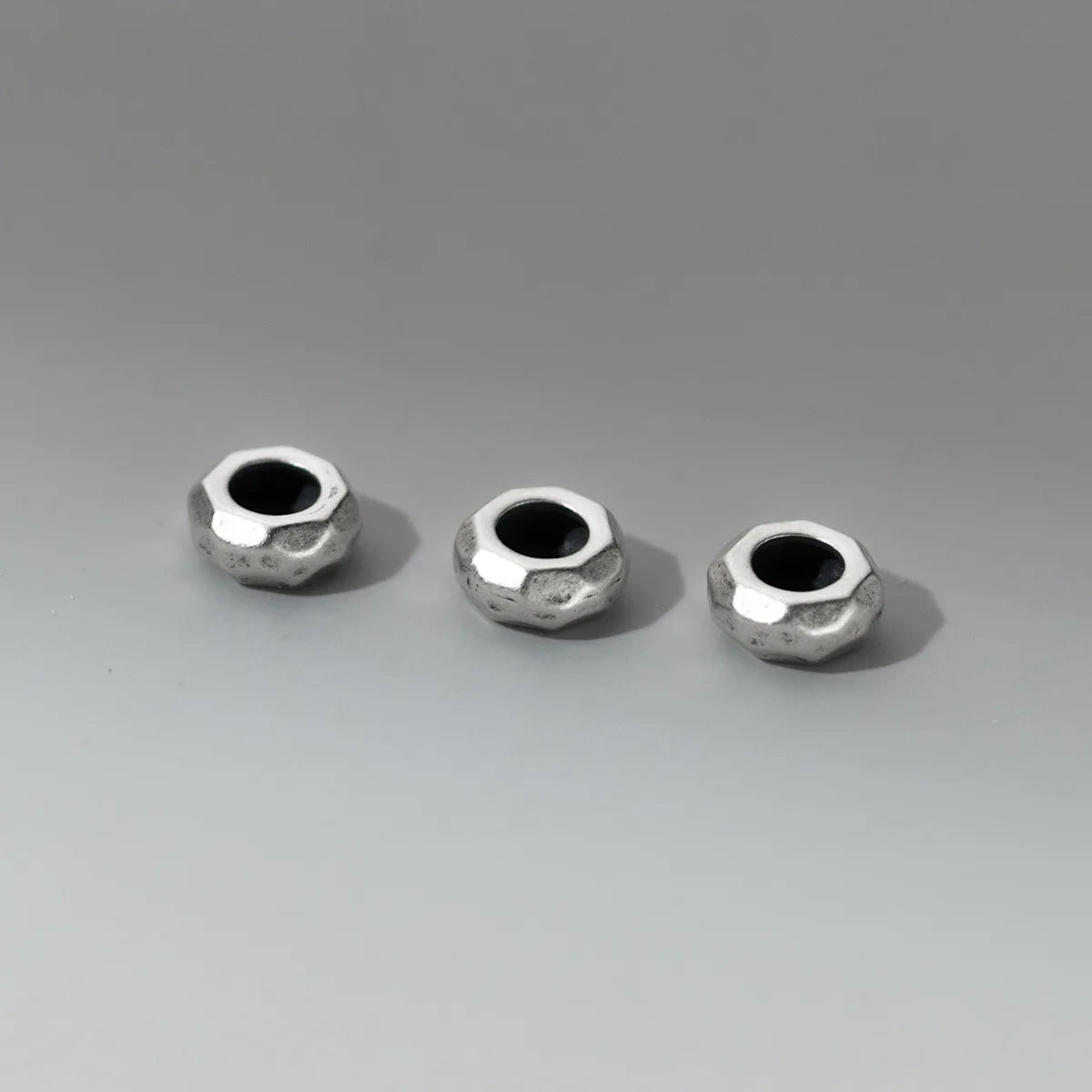 Retro 925 Sterling Silver Polygon Wheel Spacers Beaded for Jewelry Making Accessories Wholesale