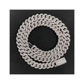 10mm Width Chain Moissanite Diamond Sterling Silver  Solid S925 Cuban Chain White Gold Plating Hip Hop Cuban Chain