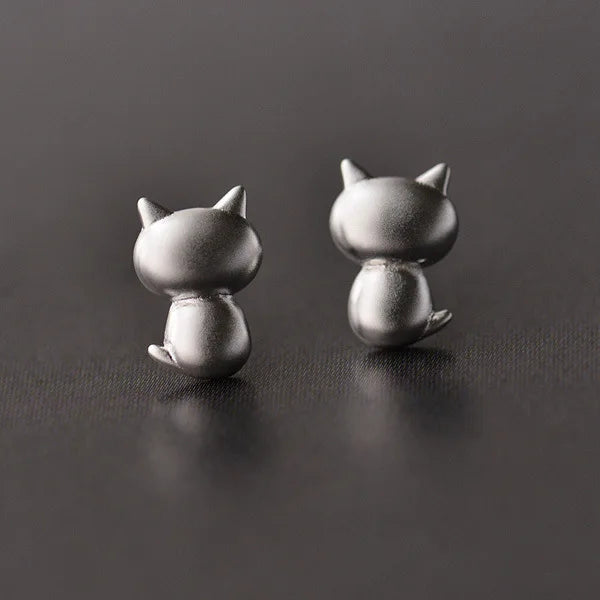 REETI 925 Sterling Silver Cat Stud Earrings for Women Elegant Wedding Jewelry