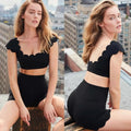 Ladies Scallop Edge Gym Fitness Sets Workout Running Shorts Sportswear Suit Pilates Yoga Clothes for Women