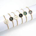 Fashion Stainless Steel 18k Plated NK Chunky Chain Initial Capital Alphabet  Letter Mother of Shell Charm Chain Bracelet Jewelry