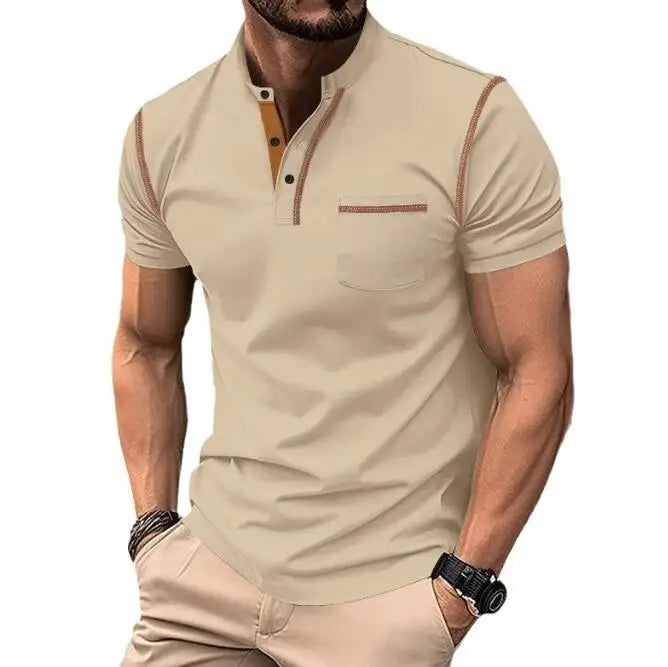 Wholesale Fashion Gym Breathable Short Sleeve Polo T-shirt Summer Clothes V-neck Shirt for Men