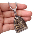 Religious Style Carved-Out Hinduism Amulet Necklaces Glass Cover Religion Relief Elephant Ganesha Pendant Necklace for Men