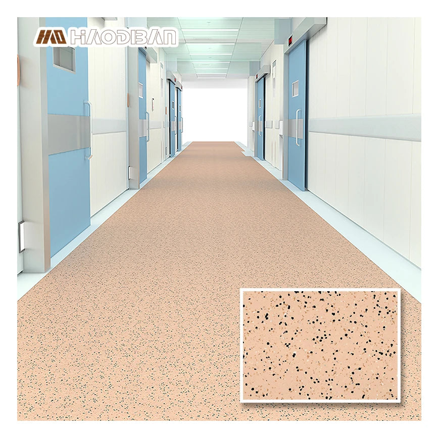 Piso Vinilico Grado Hospital Color Beige Suelo Conductivo Antibacteriano PVC Vinyl ESD Homogeneous Flooring Roll Adhesive Indoor