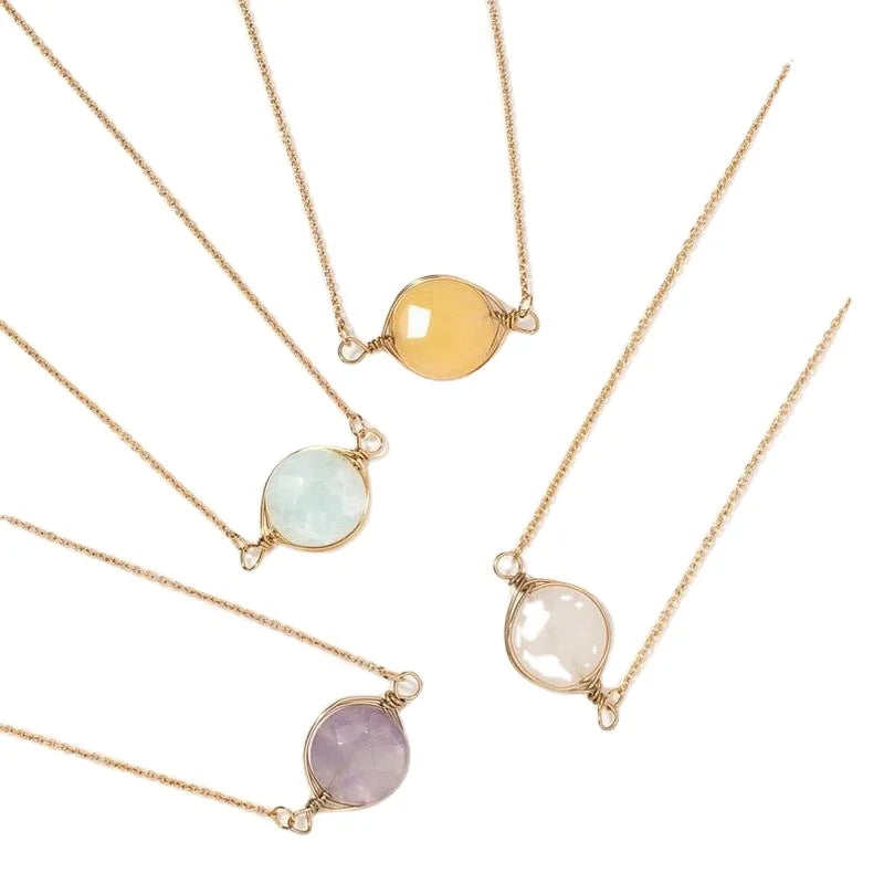 Wholesale New Design Trendy Gemstone Fashion Women Jewelry Necklaces Stainless Steel Necklace