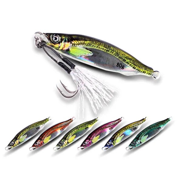 2025 Brand New 10g-80g 3D Printing Long Casting Sinking Deep Sea Fishing Lure Jigging Bait with Assisted Hooks