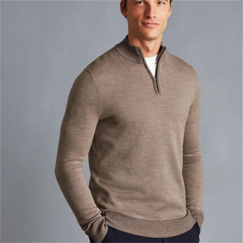 2023 OEM Custom Sample Winter Plain Dyed 100% Polyester Long Sleeve 1/4 Zip Sweater Jacket for Men