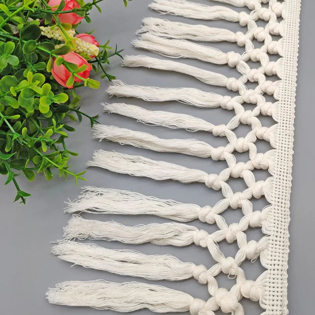 Wholesale 14cm 3 Knot Trim Cotton Tassel Fringe Tapes Long Cotton Fringe Lace Trim
